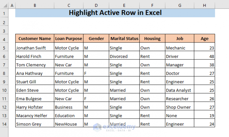 how-to-highlight-active-row-in-excel-3-methods-exceldemy