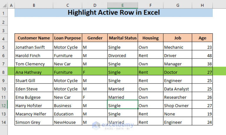 how-to-highlight-active-row-in-excel-3-methods-exceldemy