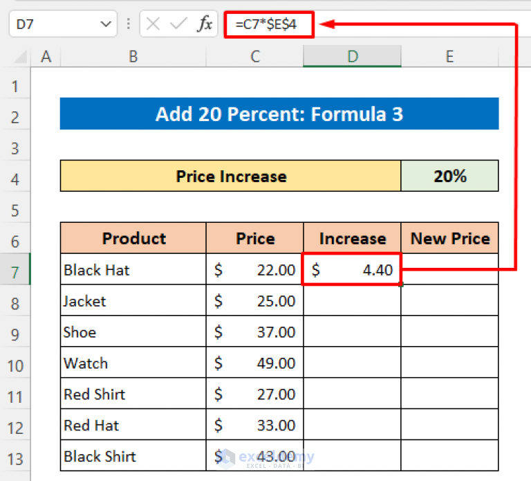 how-to-add-20-percent-to-a-price-in-excel-2-quick-methods-exceldemy