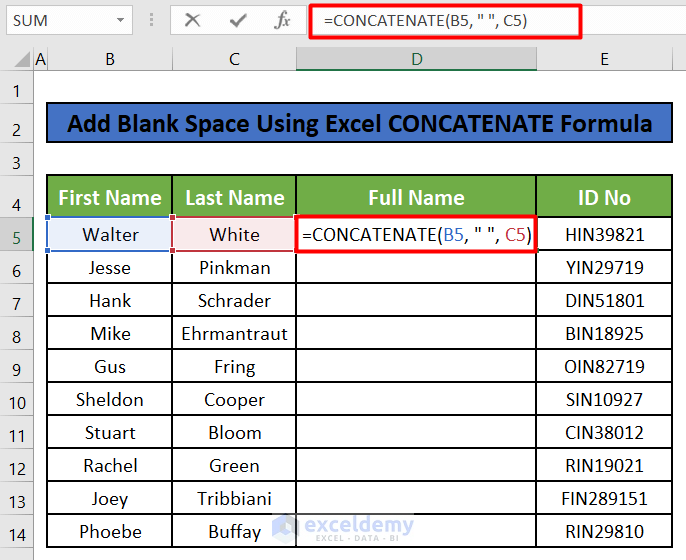 How To Add Blank Space Using Excel Formula 6 Methods ExcelDemy