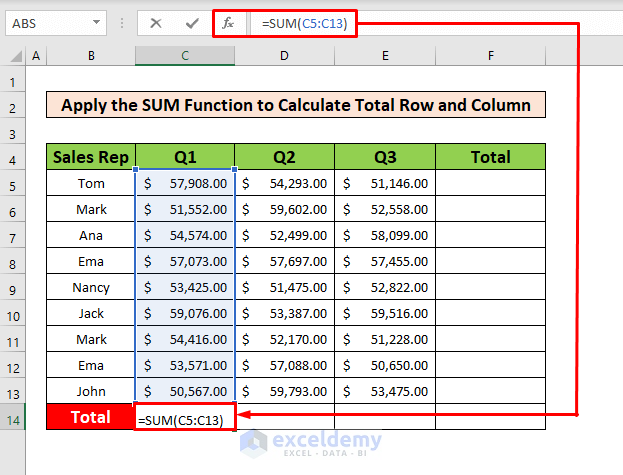 How To Calculate Total Row And Column In Excel 4 Methods ExcelDemy