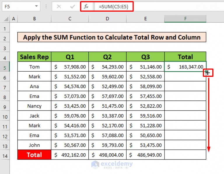 How To Calculate Total Row And Column In Excel 4 Methods ExcelDemy