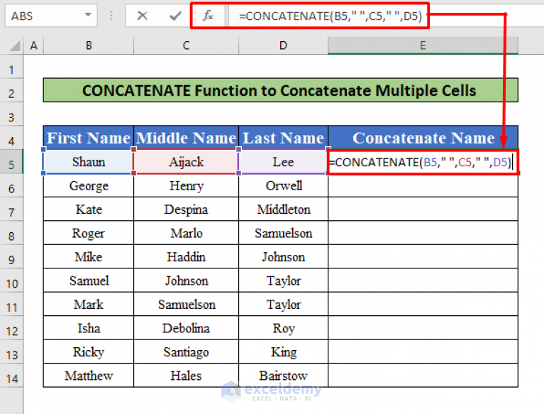 How To Concatenate Multiple Cells With Space In Excel 7 Methods 