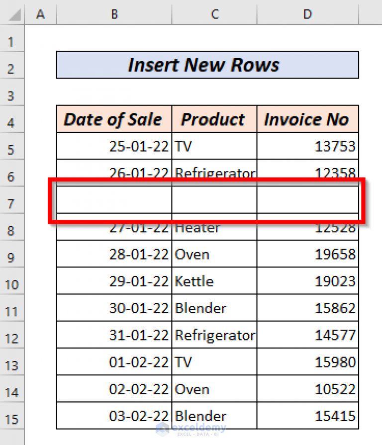 Shortcuts To Insert New Row In Excel 6 Quick Methods Exceldemy 1999