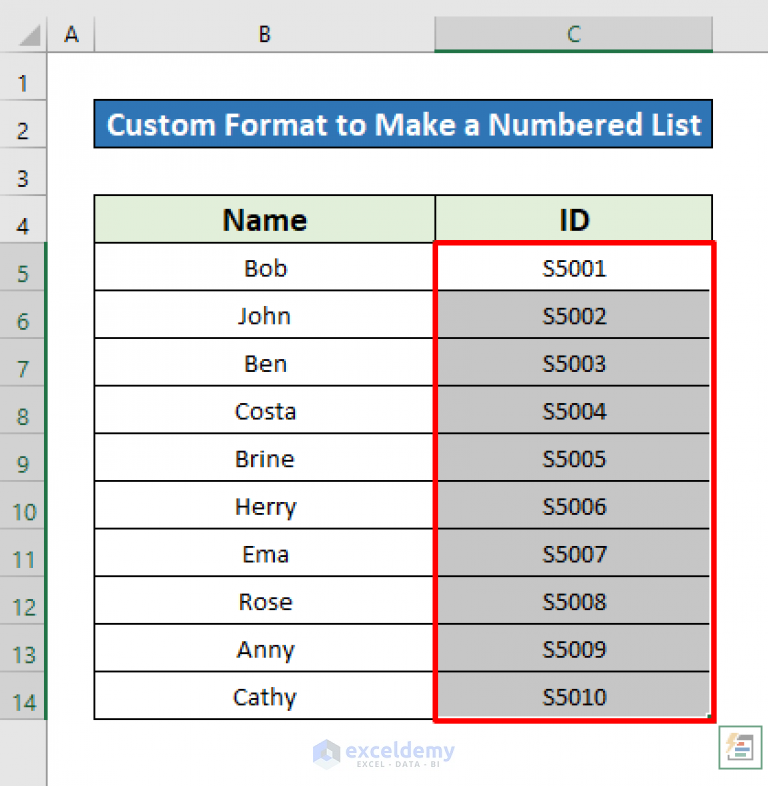 How To Make A Numbered List In Excel 8 Methods ExcelDemy