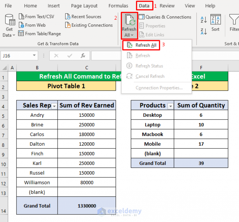 How To Refresh All Pivot Tables In Excel 3 Ways ExcelDemy