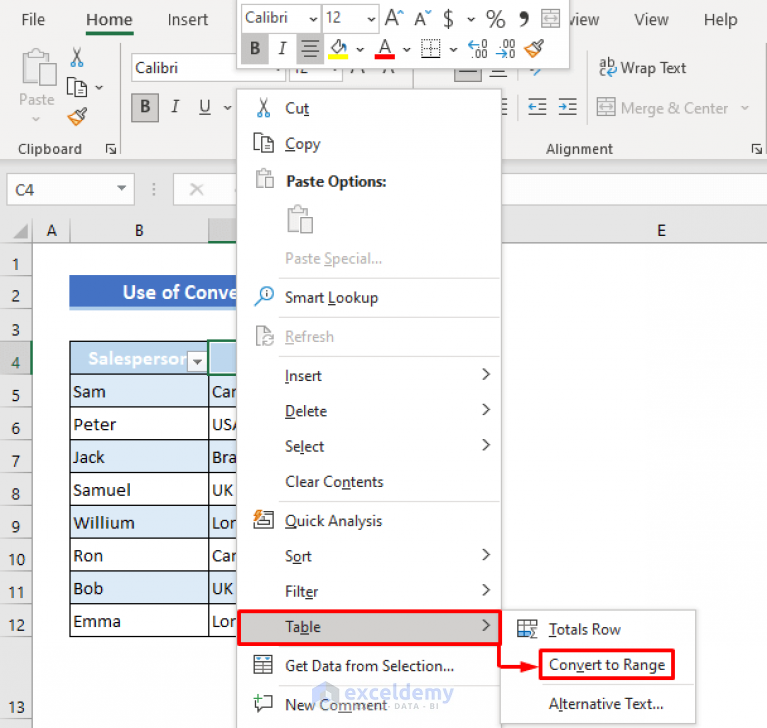 How to Remove Table Functionality in Excel (3 Methods) - ExcelDemy