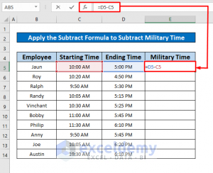 How to Subtract Military Time in Excel (3 Methods) - ExcelDemy