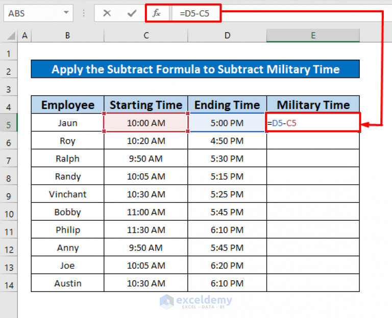 How to Subtract Military Time in Excel (3 Methods) - ExcelDemy