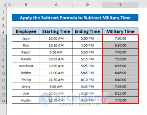 How to Subtract Military Time in Excel (3 Methods) - ExcelDemy