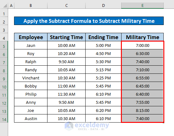 How To Subtract Military Time In Excel ExcelDemy