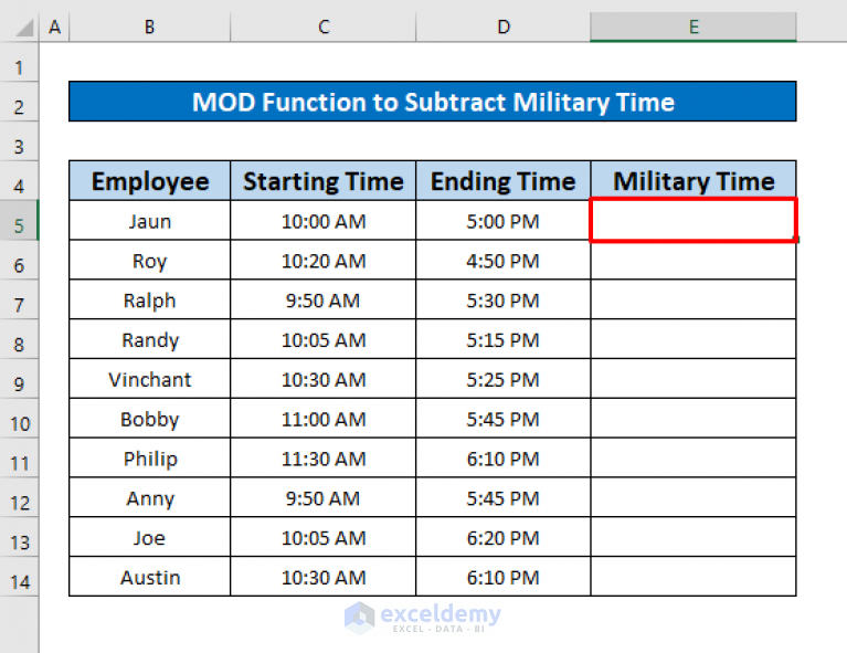 how-to-subtract-military-time-in-excel-3-methods-exceldemy