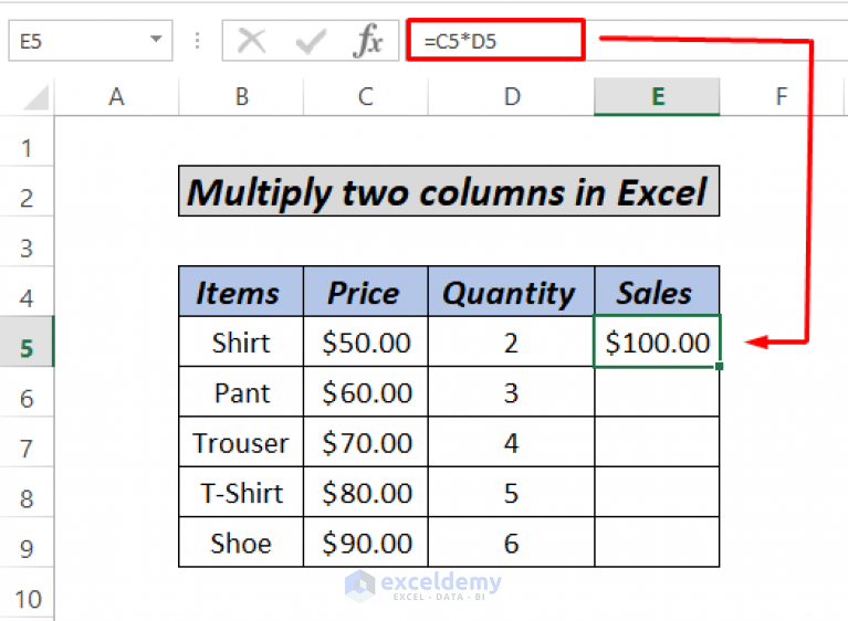 How To Multiply Two Columns In Excel 5 Easiest Methods ExcelDemy