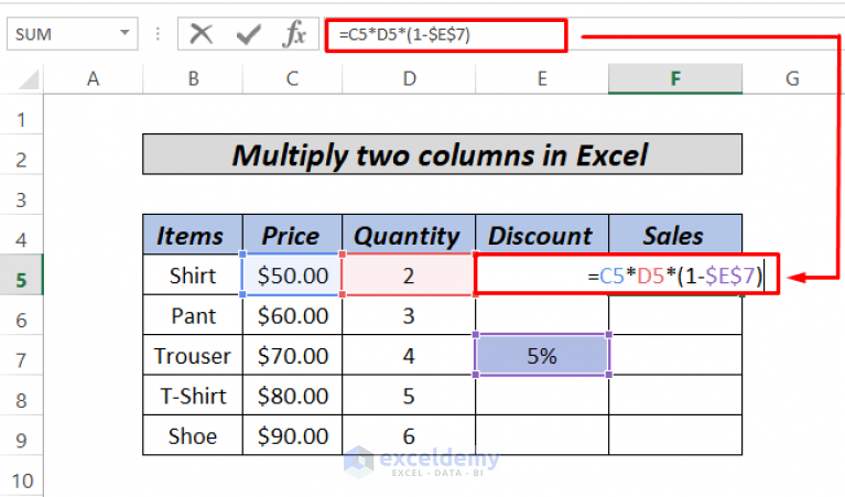 How To Multiply Two Columns In Excel 5 Easiest Methods Exceldemy 5776
