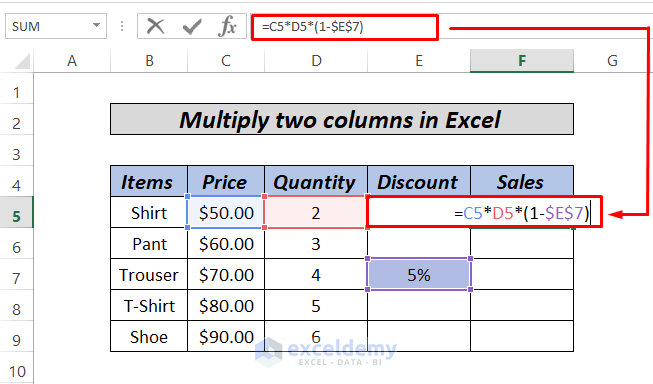 How To Multiply Two Columns In Excel 5 Easiest Methods Exceldemy 7250