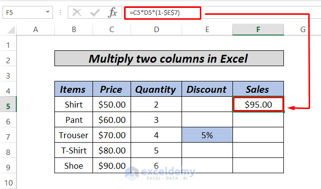 How to Multiply Two Columns in Excel (5 Easiest Methods) - ExcelDemy