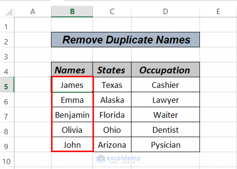 How To Remove Duplicate Names In Excel 7 Simple Methods 4623