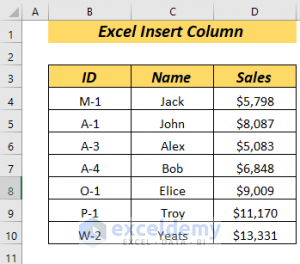 Shortcuts to Insert Column in Excel (4 Easiest Ways) - ExcelDemy