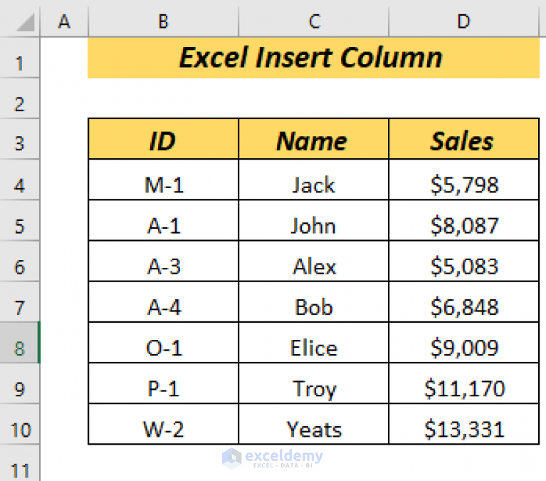 Shortcuts To Insert Column In Excel 4 Easiest Ways Exceldemy 2433