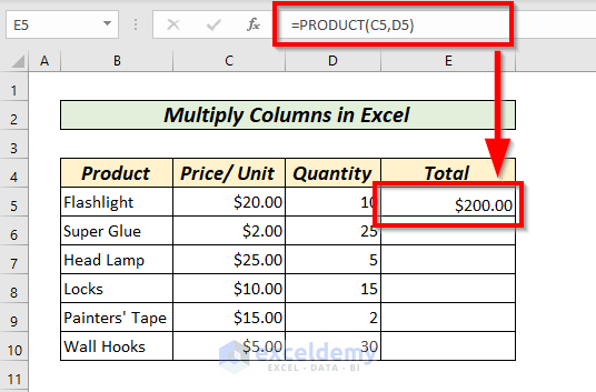 How to Multiply Columns in Excel (9 Useful and Easy Ways) - ExcelDemy