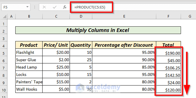 How to Multiply Columns in Excel (9 Useful and Easy Ways) - ExcelDemy