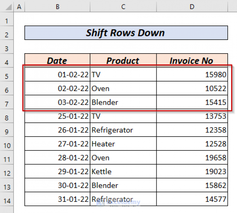 How To Shift Rows Down In Excel 3 Simple Easy Ways ExcelDemy