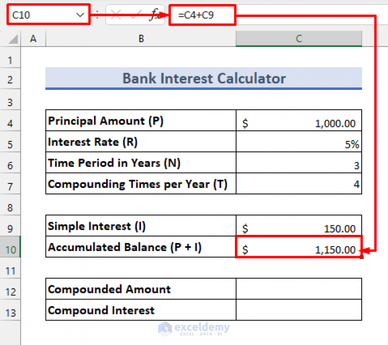 Bank Interest Calculator In Excel Sheet Download Free Template 6791