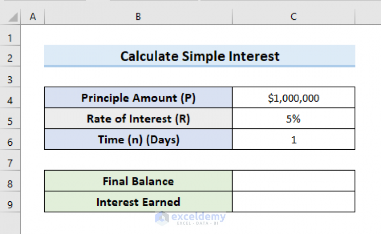 How to Calculate Daily Interest in Excel (2 Easy Ways) - ExcelDemy