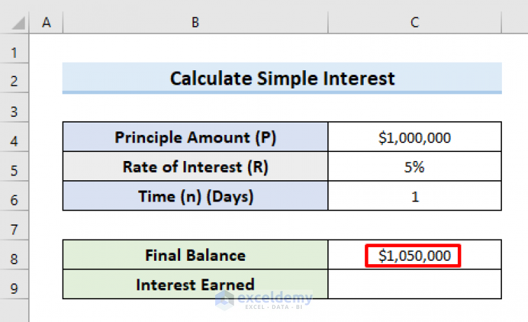 How to Calculate Daily Interest in Excel (2 Easy Ways) - ExcelDemy