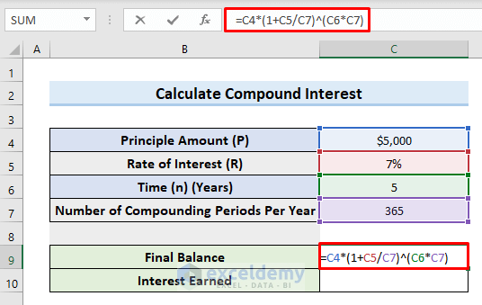 How to Calculate Daily Interest in Excel (2 Easy Ways) - ExcelDemy