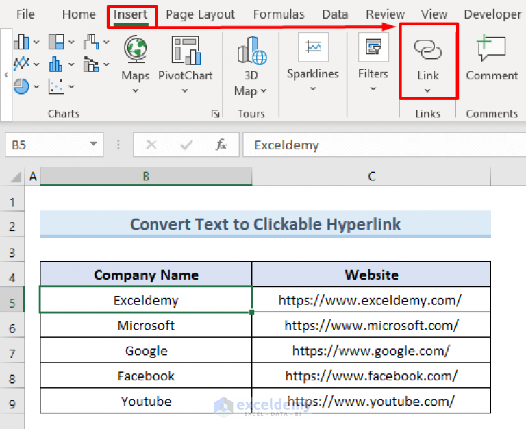 How To Convert Text To Hyperlink In Excel 5 Methods ExcelDemy