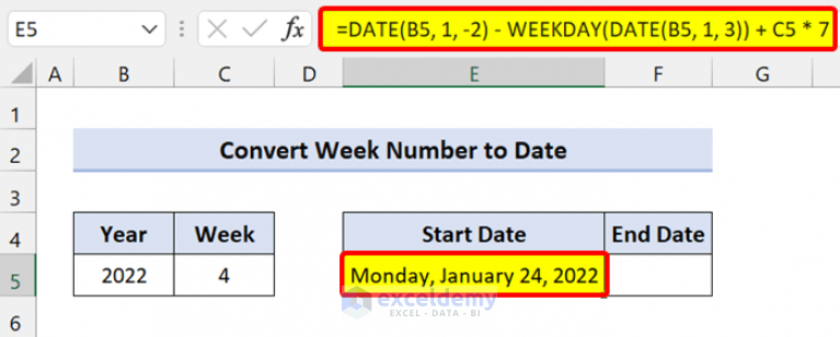 How To Change Week Number To Date In Excel