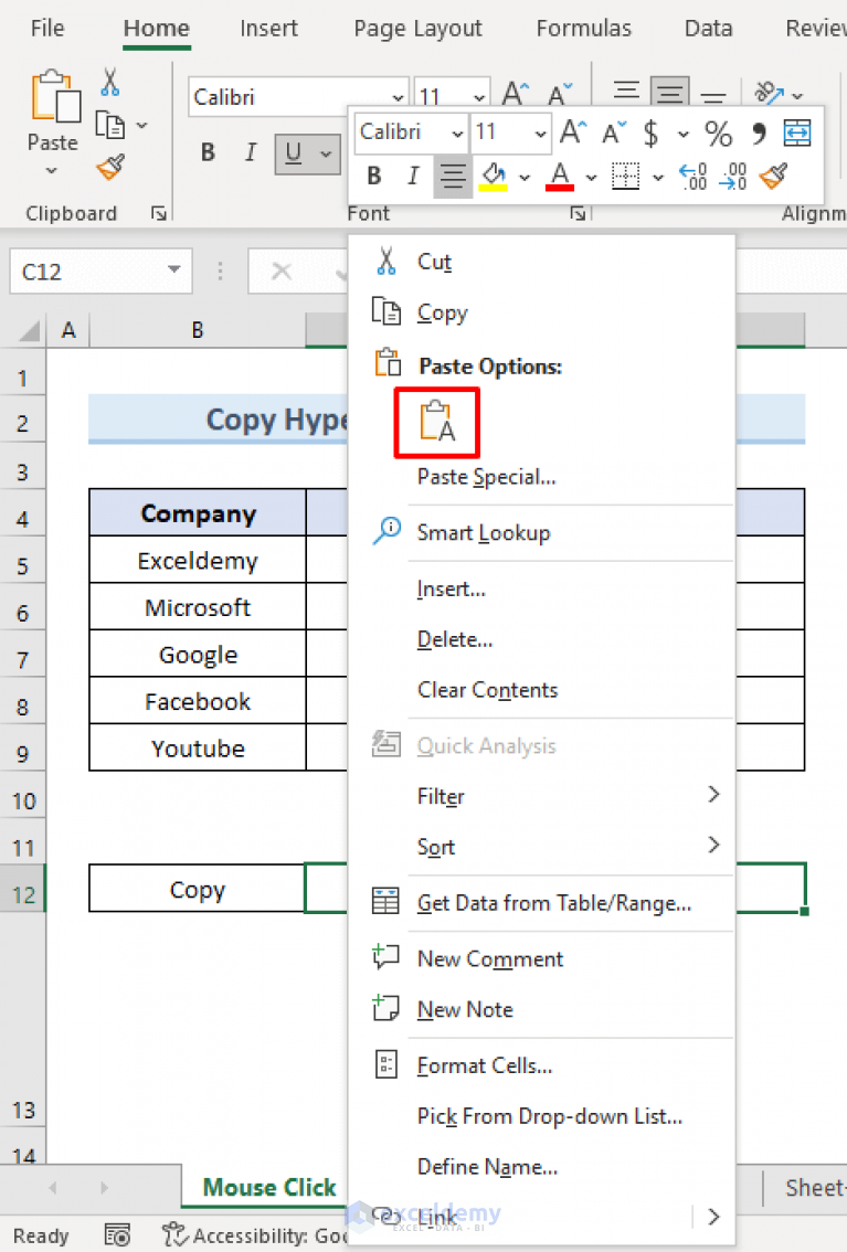 How To Copy Hyperlink Formula In Excel