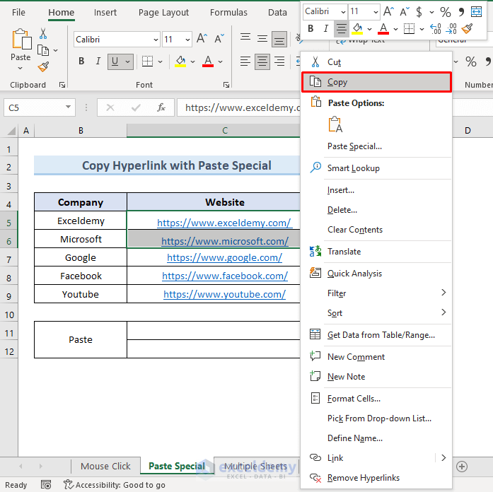 How To Copy Hyperlink To Multiple Cells In Excel