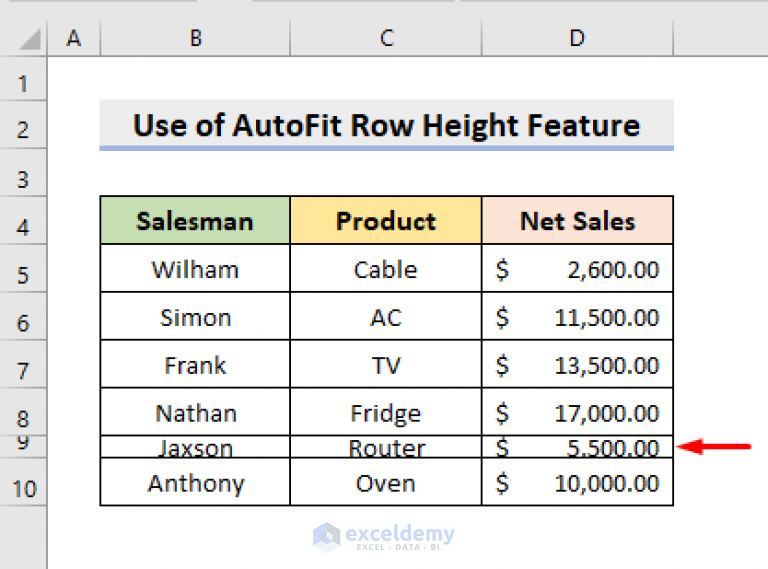 How To Auto Adjust Row Height