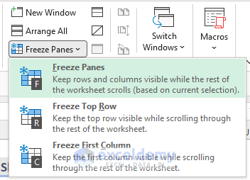 trying to freeze frame in excel but not working