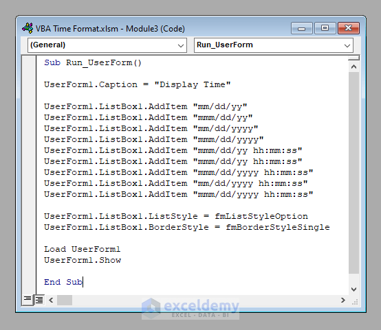 How To Use Time Format In Excel VBA Macro UDF And UserForm 