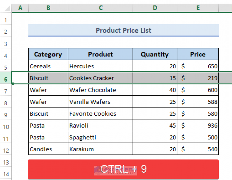 Shortcut Key To Hide Entire Row In Excel