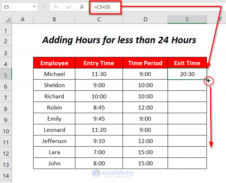 How to Add Hours to Time in Excel (8 Quick Ways) - ExcelDemy