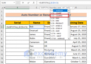 How to Auto Number or Renumber after Filter in Excel (7 Easy Ways)