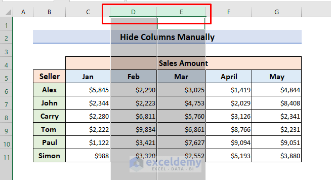 How To Hide Columns In Excel With Minus Or Plus Sign 2 Quick Ways 