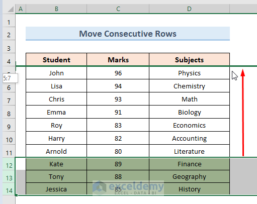 How To Move Multiple Rows Up In Excel