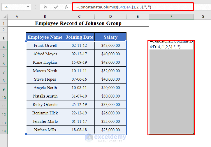 Macro To Concatenate Multiple Columns In Excel with UDF And UserForm 