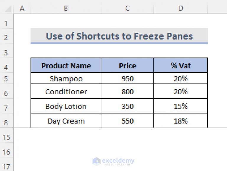 Keyboard Shortcut to Freeze Panes in Excel (3 Shortcuts) ExcelDemy