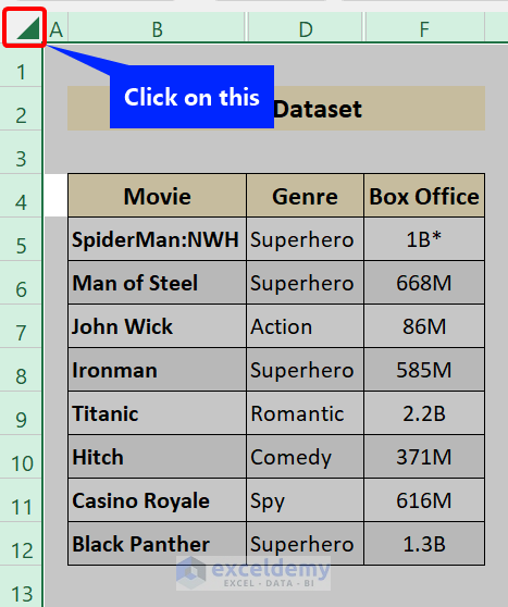 unhide first column in excel shortcut