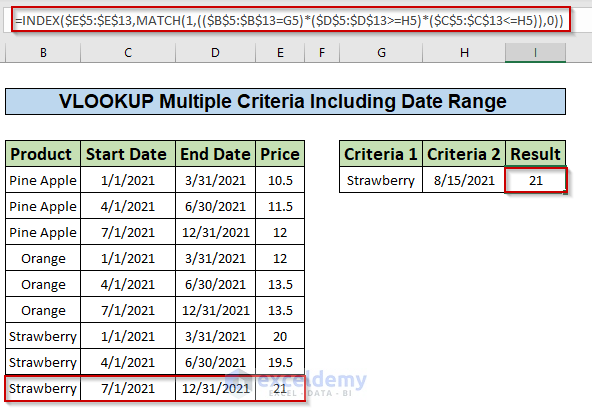 VLOOKUP With Multiple Criteria Including Date Range In Excel 2 Ways 