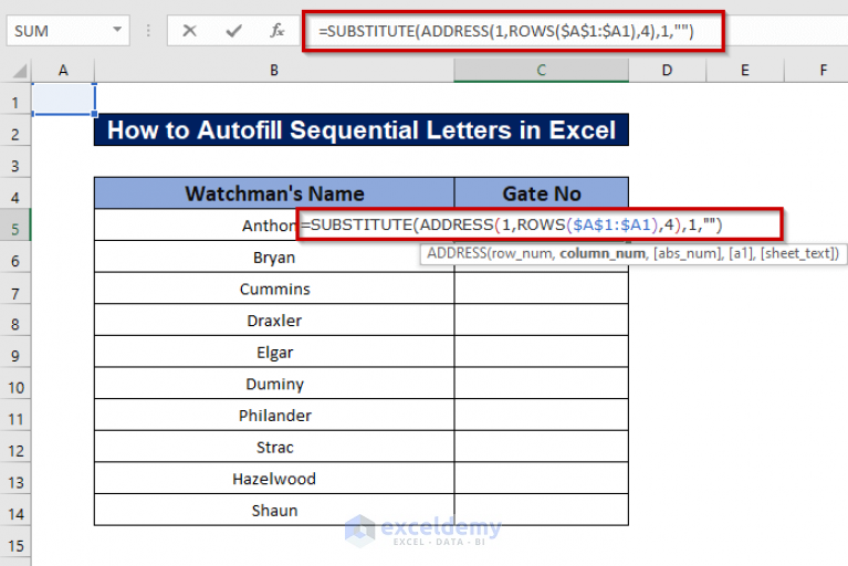 How to AutoFill Sequential Letters in Excel (5 Quick Ways) - ExcelDemy