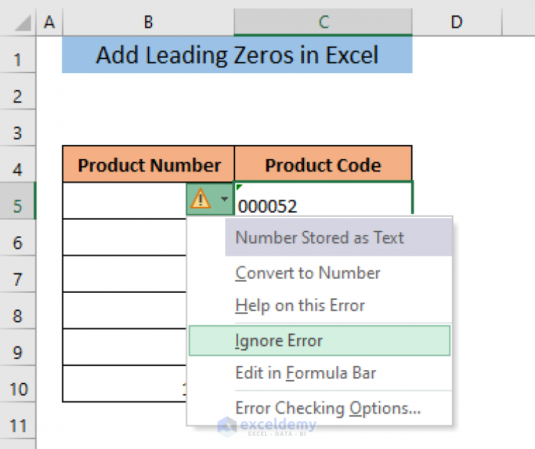 How To Add Leading Zeros In Excel By CONCATENATE Operation