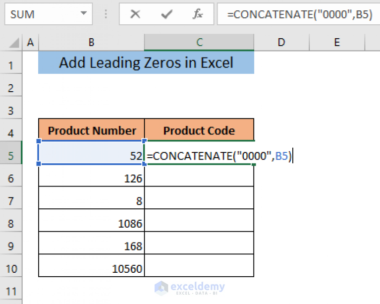 How Do I Add Leading Zeros In Excel Using Concatenate