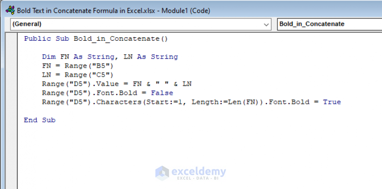 How To Bold Text In Concatenate Formula In Excel